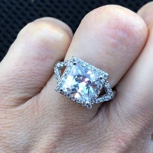 925 Square-cut Silver Plated Wedding Ring